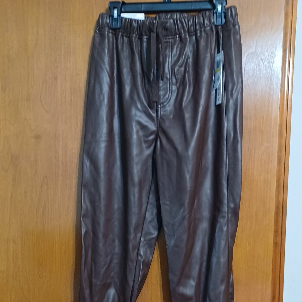 Leather jogger pants